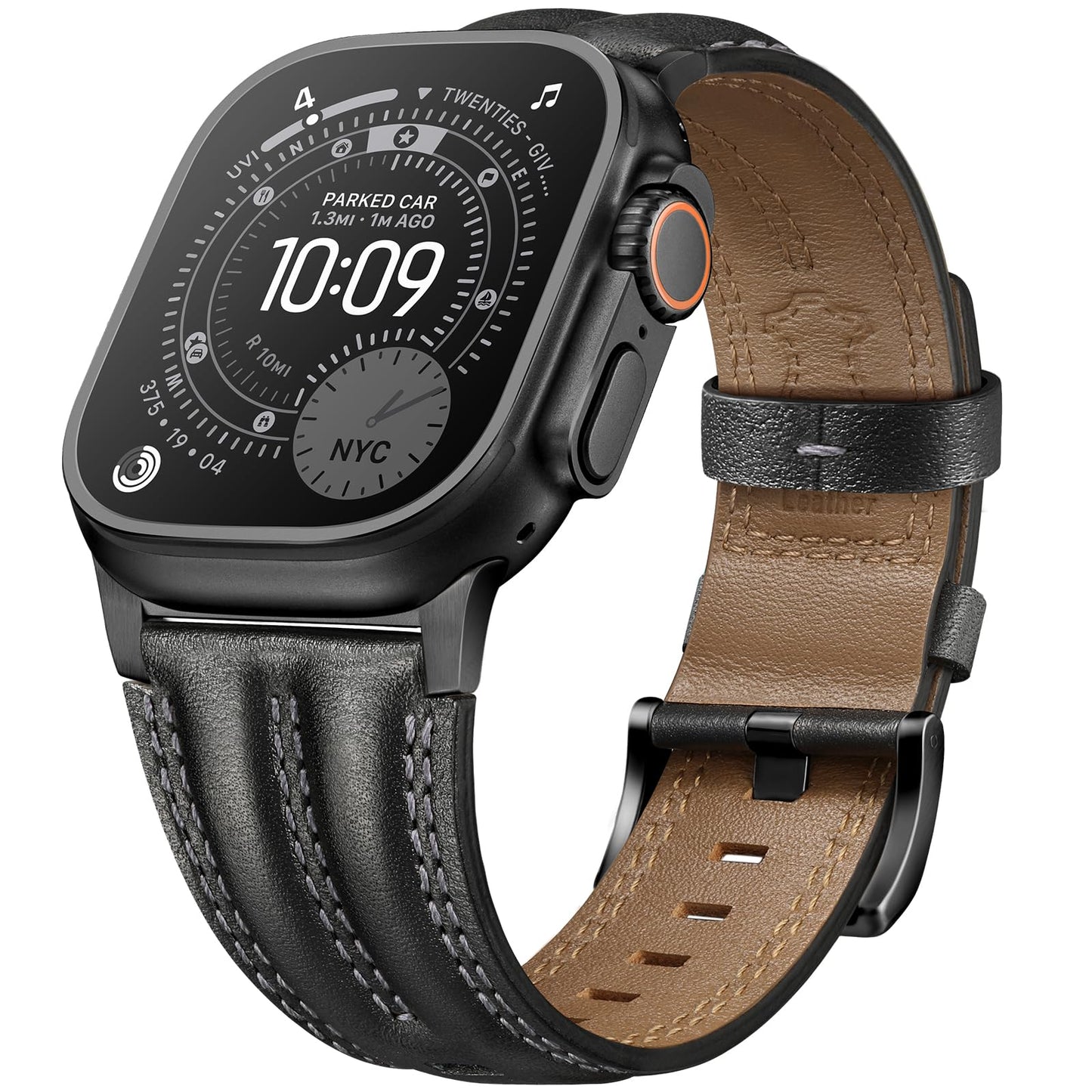 Tlselt Leather Band for Apple Watch Ultra Band 49mm/46mm/45mm/44mm/42mm-Ultra 3 2 1, Series 11 10 9 8 7 6 5 4 3, SE 3 2 1, for iWatch Handcrafted Band Men Genuine Leather Rugged Vintage Strap