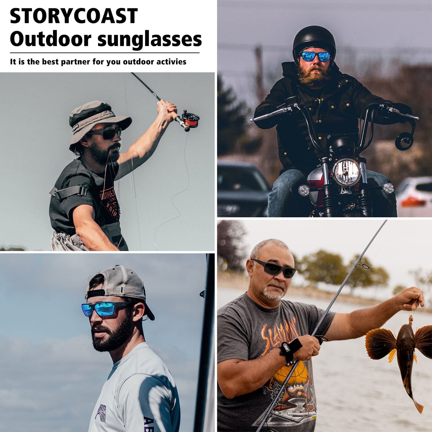 STORYCOAST Polarized Sports Sunglasses for Men Women Unbreakable Frame Cycling Fishing Driving 3Pack-Black+Red+Blue