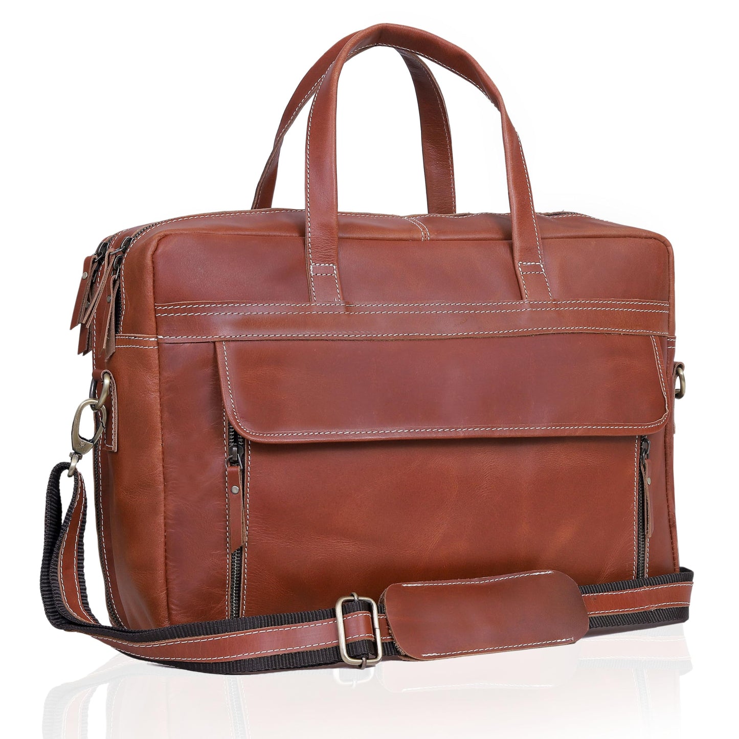 18 Inch Full Grain italian Leather Briefcase for Men, Top Choice Gifts, Handcrafted Laptop Bag (TAN) (18 inch)