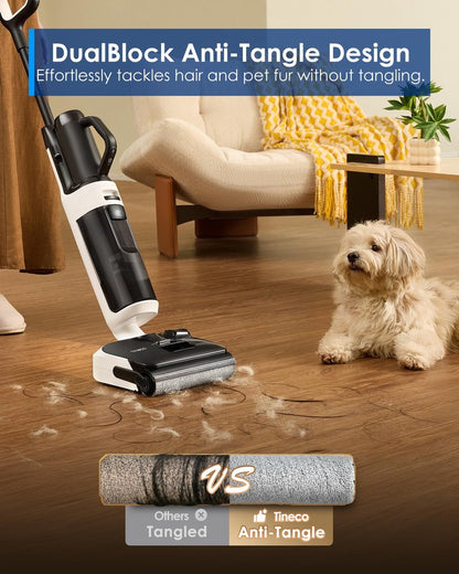 Tineco Floor One Switch S6 Stretch Breeze Wet Dry Vacuum Cleaners, Floor Cleaner Mop 2-in-1 Cordless Vacuum for Multi-Surface, 20kPa Suction, Anti-Tangle Design, Flashdry Self-Cleaning, 180° Lay-Flat