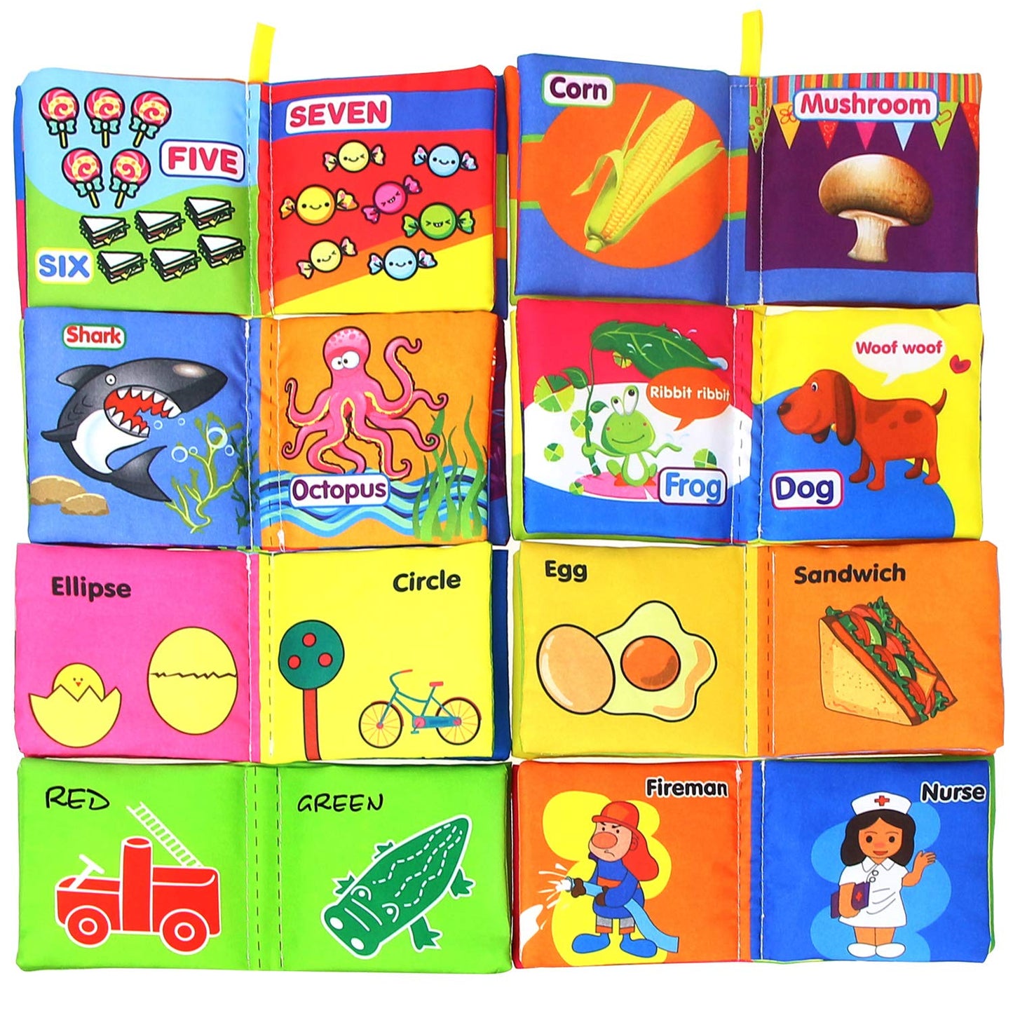 Coolplay Baby's First Non-Toxic Soft Cloth Book Set, Crinkle Books Friction with Rustling Sound - Pack of 8