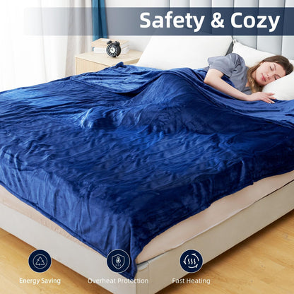 Electric Heated Blanket Full Size 72"x84", Cozy Large Oversized, 5 Heating Levels & 10 Hours Auto Off, Cozy for Bed, Sofa, & Office, Machine Washable, Purple