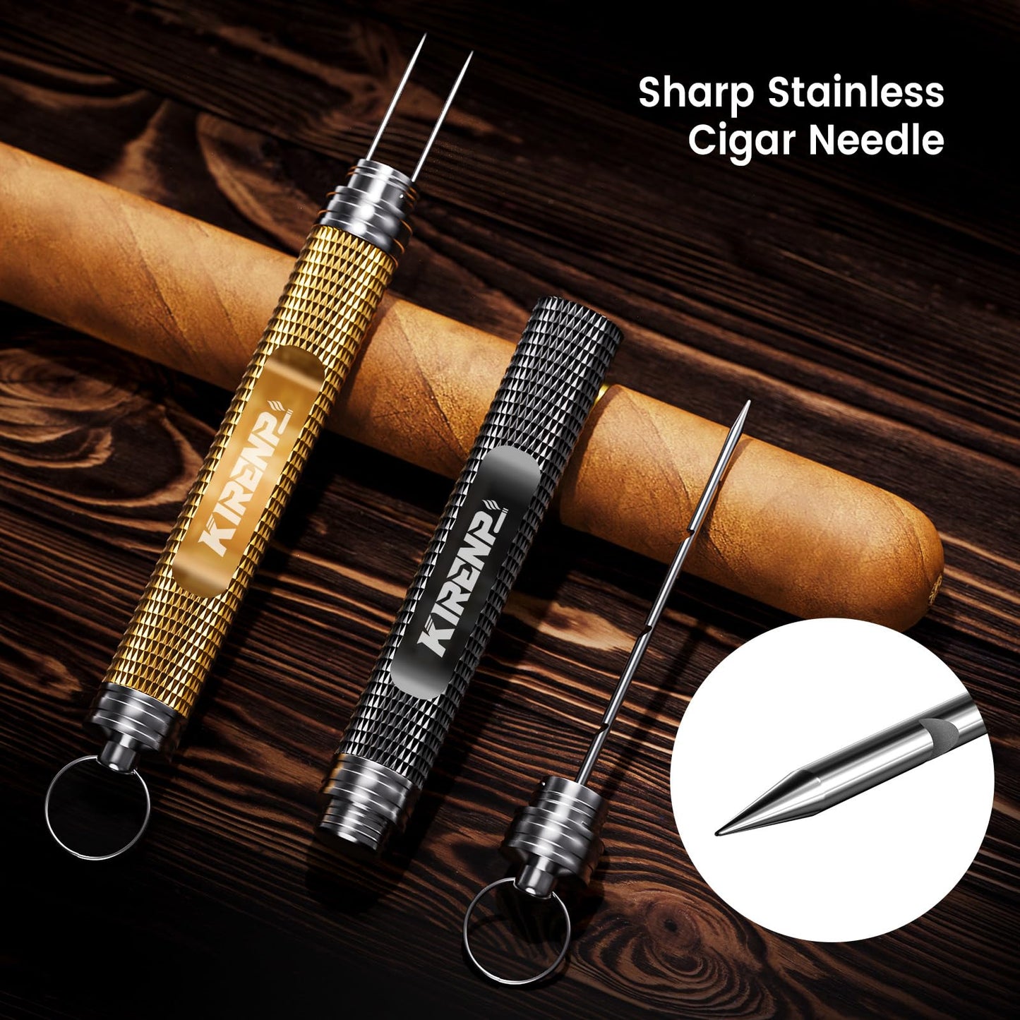 2-Pack Cigar Draw Enhancer Tool, Cigar Poker & Cigar Nubber 2-in-1, Practical Cigar Accessories with Key Ring for All Cigars