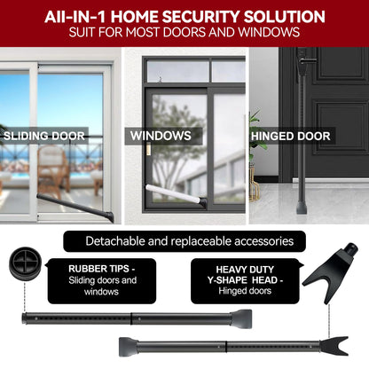 AceMining Upgraded Door Security Bar & Sliding Patio Bar, Heavy Duty Stoppers Adjustable Jammer for Home, Apartment, Travel (2 Pack,Black)
