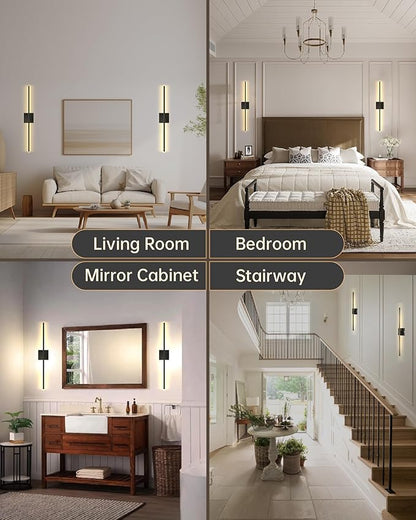 Battery Operated Wall Sconces with Remote Control, Dimmable Wall Sconces Set of Two, 3000K-6500K LED Wireless Picture Lights for Wall, Bedroom, Hallway, Living Room, 350°Rotate, 28.3 Inch(2 Pack)