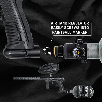 HK Army HSTL HPA Air System - 68ci/4500psi Lightweight Carbon Fiber Tank with 800psi Regulator for Paintball & Airsoft Gear - Clear