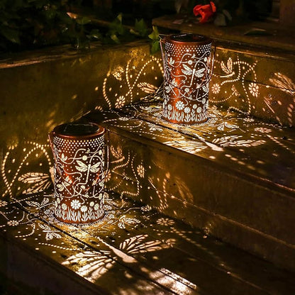 Dragonfly Solar Lanterns Outdoor Waterproof Hanging Solar Lights Dragonfly Gifts for Women Men Metal Decorative LED Lanterns for Yard, Patio, Lawn, Tabletop, Pathway, Landscape, Garden Decor