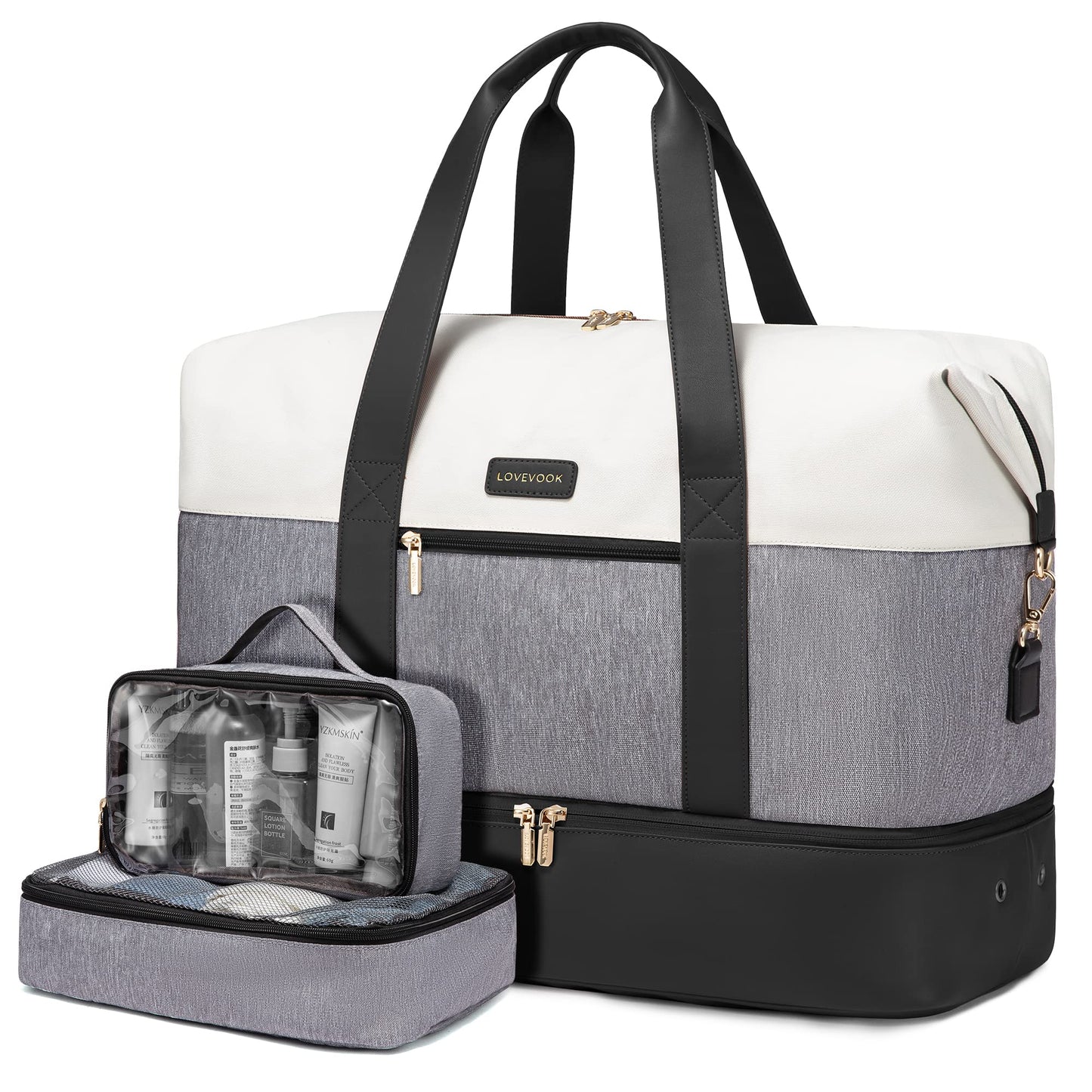 LOVEVOOK Weekender Bag, Large Travel Duffel Bag for Women with 6 Packing Cubes, Carry on Overnight Bag with Shoe Compartment, Mom Hospital Bags for Labor and Delivery