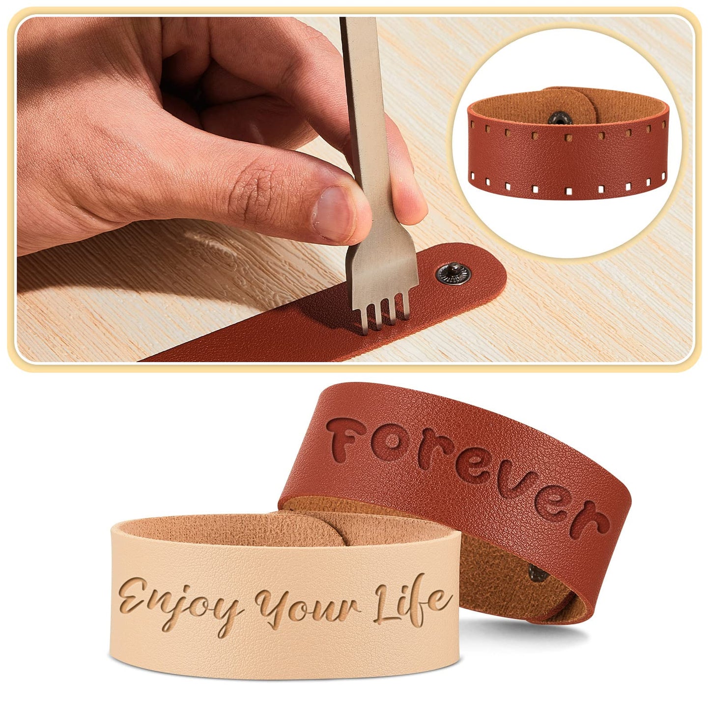 Weewooday 15 Pcs Plain PU Leather Bracelets Blank Snap Bracelets 5 Colors Wrist Cuffs DIY Craft Wristbands for Men Women Jewelry Making