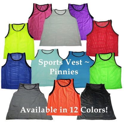BlueDot Trading 12 Adult Mens Womans Unisex Sports Pinnie Scrimmage Training Vest, Nylon Mesh for Team Practice - For Soccer, Field Hockey, Lacrosse, Football, Basketball, COMBO: (6 Green / 6 Blue)
