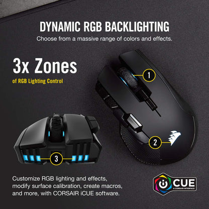 Corsair IRONCLAW RGB Wireless FPS/MOBA Gaming Mouse – 18,000 DPI – 10 Programmable Buttons – Designed for Large Hands – iCUE Compatible – PC, Mac, PS5, PS4, Xbox – Black