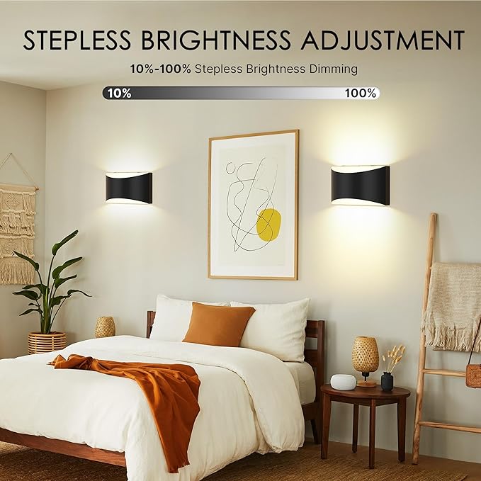 FOLKSMATE Battery Operated Wall Sconces Set of 4, Rechargeable Wireless Remote & Touch Control Wall Lamps, 3 Color Temperatures, Cordless Dimmable Lamp for Bedroom, Living Room, Hallway