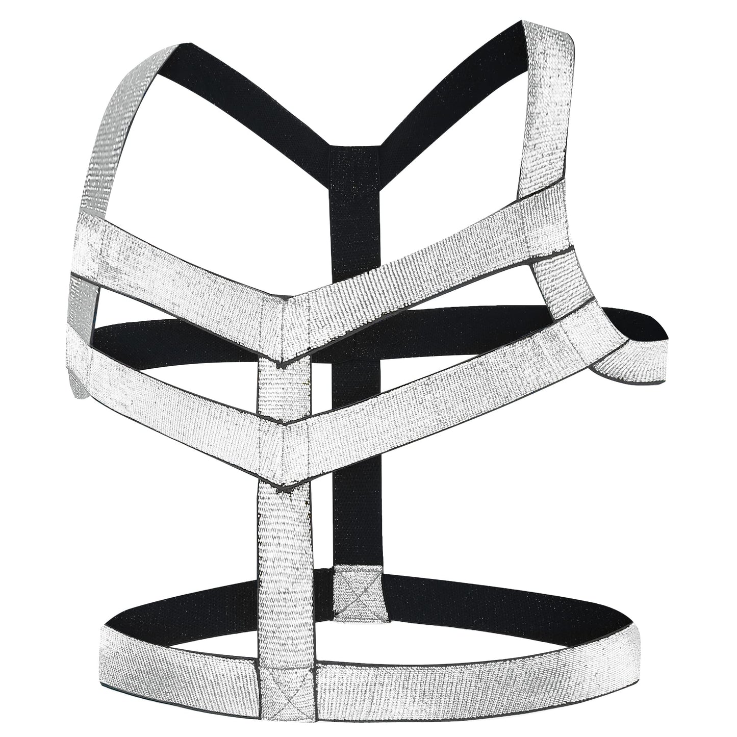 Man Harness Belt Body Chest Elastic Halter Nylon Shoulder Strap Club Wear Tops Black Silver