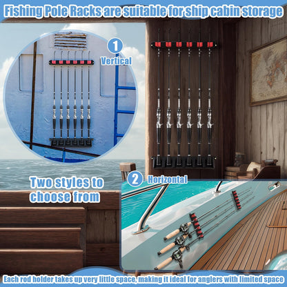Teyva Daily 3 Set Fishing Rod Holders for 18 Garage Fishing Rod Rack Wall Mount Fish Pole Holders for Boat Room Vertical Horizontal Pole Storage Boat Accessories Gifts for Men (Vertical)