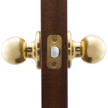 Copper Creek BK2020PB Ball Door Knob, Passage Function, 2 Pack, in Polished Brass