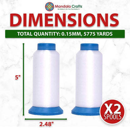 Mandala Crafts 0.15mm Clear Sewing Thread Transparent Nylon Invisible Thread for Sewing Quilting - 5775 Yds Monofilament Fishing Line String for Hanging and Wigs