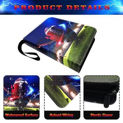 400 Cards Football Card Binder, 4-Pocket Card Collections Trading Card Binder 50 Pages Double-Sided Cards Holder with Zipper 3-Ring Card Album for Sports Football Card Sleeves Protectors
