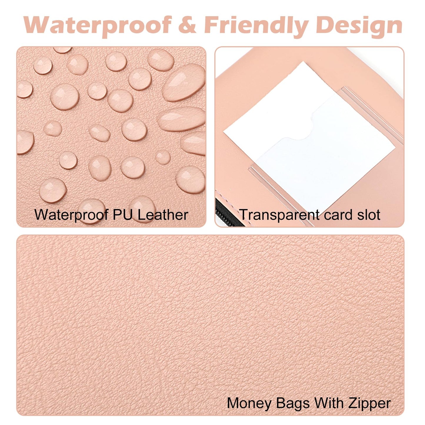 8.3x4.5 inch Money Bags With Zipper 4 Colors Leather Bags Wallet Pouches with Label Green Cash Envelopes Receipt Holder Security Money Pouch Bank Deposit Bag Labels For Coins Cosmetics Invoice (4)
