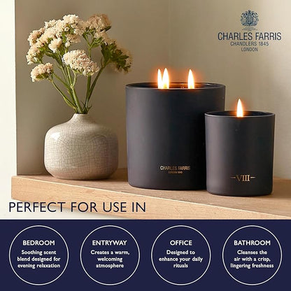 Charles Farris Luxury Scented Candle – 1 Wick, Hand-Poured, Long Lasting, Clean Burning, 210g / 7.5oz, Burns for up to 50 Hours, Made in England – Orange Blossom, Jasmine & Green Mulberry – Elizabeth
