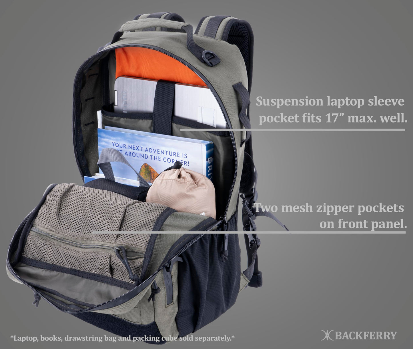 BACKFERRY Urban Tactical Backpack Laser-Cut MOLLE Daypack Commuter Bag for EDC,Travel,Work,Hiking for Men Women