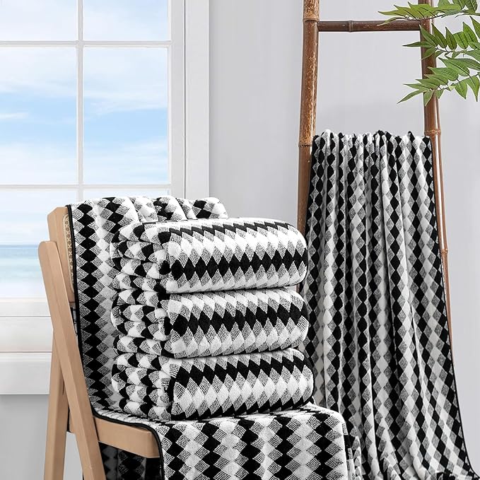 4 Piece Bath Towel Black Oversized Bath Sheet 35"x70" Bathroom Towel Extra