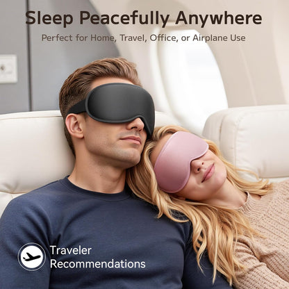 Perfect Weighted Sleep Mask for Falling Asleep Faster - 100% Blackout Eye Masks for Sleep - Zero Eye Pressure 3D Sleep Masks for Women Men, Airplane Travel Essentials, Memory Foam, Black Pink