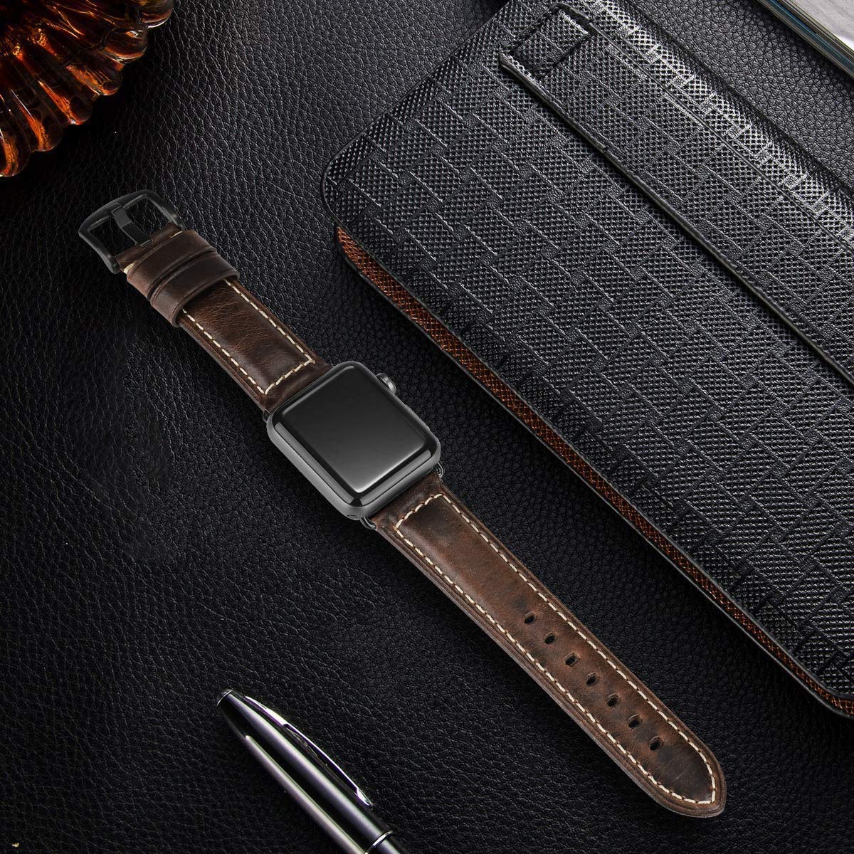 MTRRISE Compatible for Apple Watch ultra Band 42mm 44mm45m,46mm49mm Men,Top Grain Leather Band Replacement Strap iWatch Series 11/10/9/8/7/6/5/4/3/2/1,SE,Ultra3/Ultra2