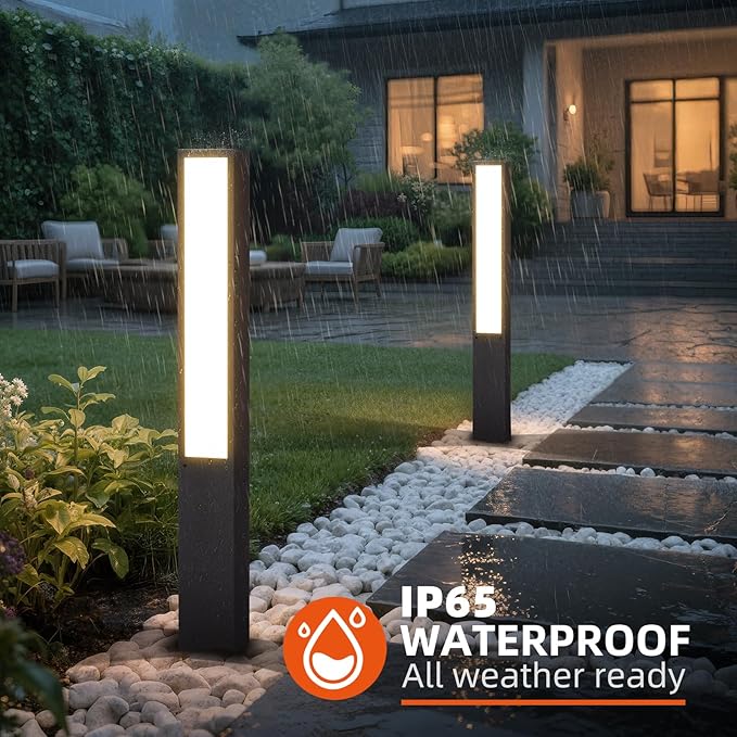 Path Light AC100-240V, Outdoor Pathway Lights Wired, 3000K Modern Driveway Bollard Lights, LED Landscape Lighting IP65 Waterproof Floor Lamp for Patio Garden Walkway Sideway Lawn Commercial