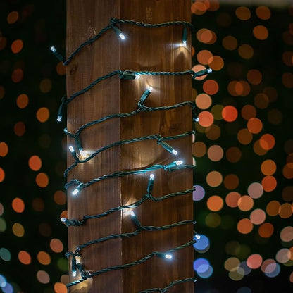 Novelty Lights 50ft 100 LED Pure White Christmas Lights Outdoor/Indoor, 6" Spacing, Green Wire String Lights for Festive Xmas Lighting, IP55, UL Listed, Dimmable, Connectable