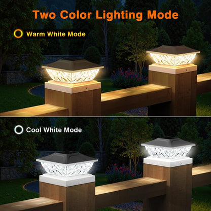 ENSLI 12 Pack Solar Post Cap Lights, 2 Modes Bright Solar Post Lights Outdoor Waterproof, Outdoor Post Lights Solar Powered Deck Lights for 4x4 4.5x4.5 5x5 Posts for Garden Decor
