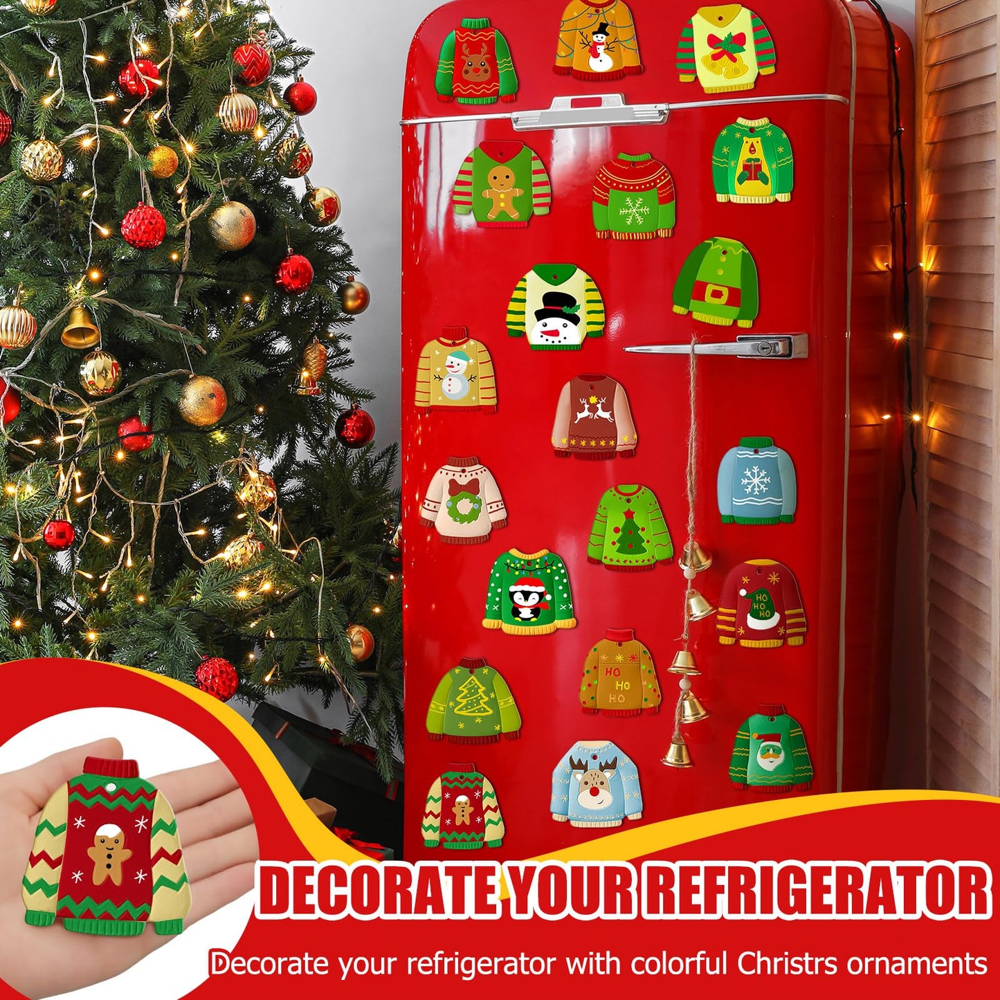 TecUnite 28 Pcs Ceramic to Paint Christmas Ornament Crafts Adults Unpainted DIY Ceramic Figurines Decorate and Paint Your Own Ornaments Kits DIY Craft Xmas Holiday Activities(Ugly Sweater)