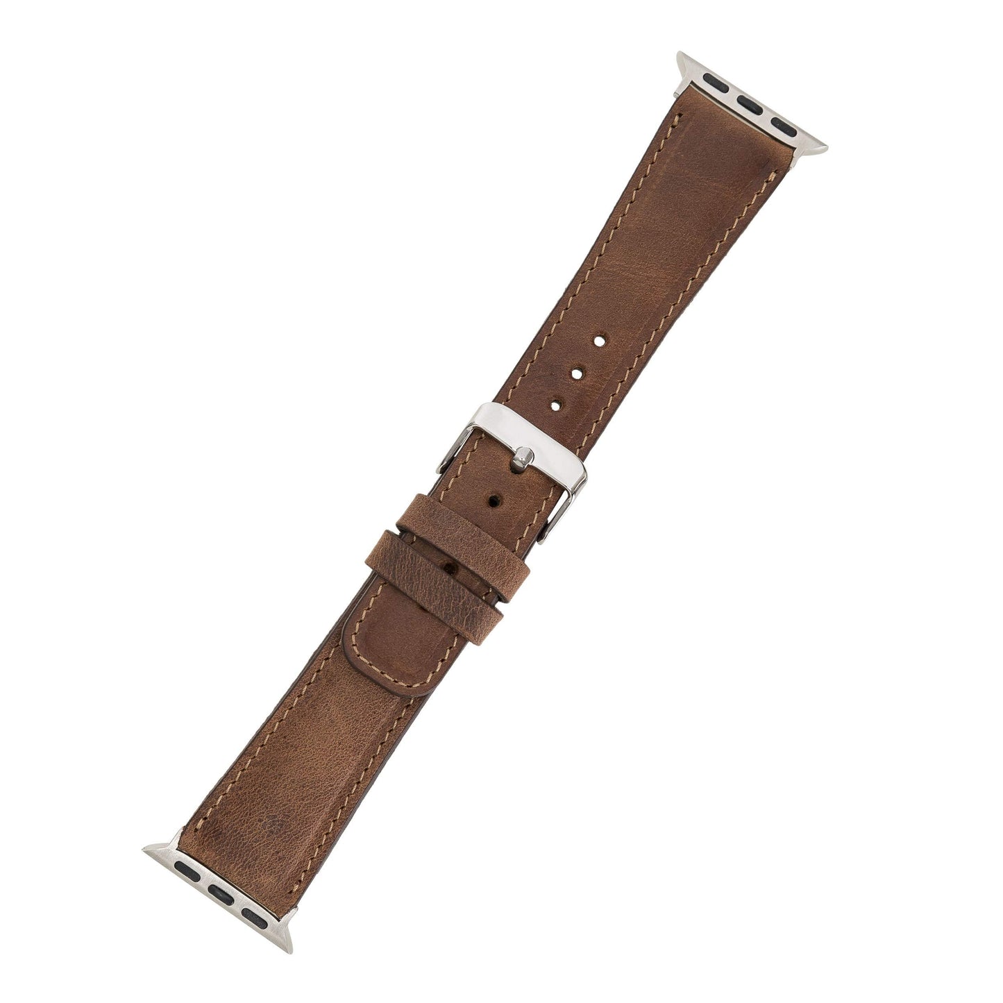 benvato Premium Handmade Leather Watch Band for Apple Watch Ultra 3 2 1 & SE 3 2 1 & Series 11 10 9 8 7 6 5 4 3 2 1 fits 49mm 46mm 45mm 44mm (Saddle Brown w/Silver Connector&Clasp)
