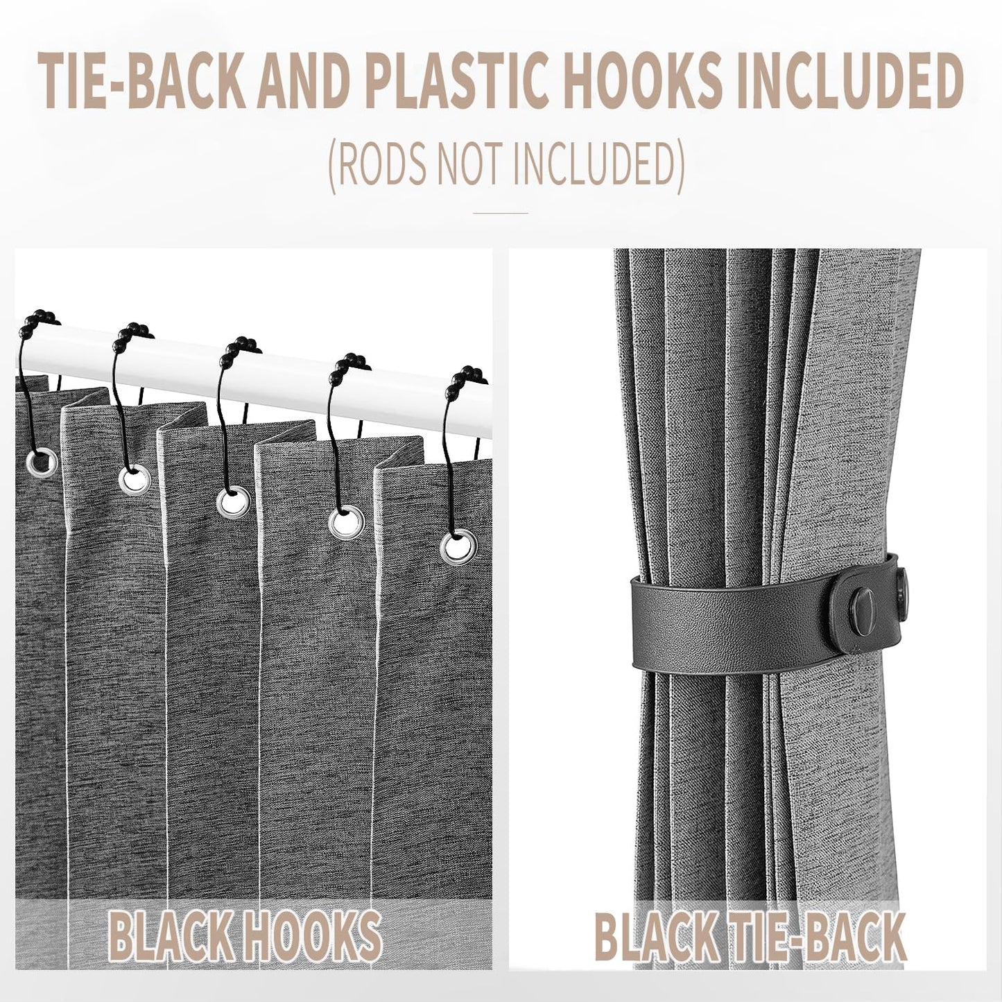 Vatge Closet Curtain for Open Closet, Pleated Folding Curtains for Doorway, Privacy Room Divider for Separation,1 Panel with Tieback, W39 x L78, Grey