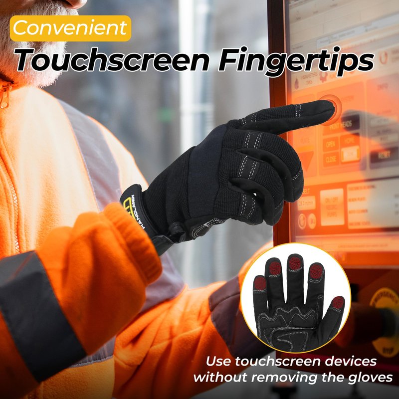 HANDLANDY Work Gloves for Men & Women, Utility Mechanic Working Gloves Touch Screen, Flexible Breathable Gardening Gloves for Yard Maintenance (Large, 1 Pair)
