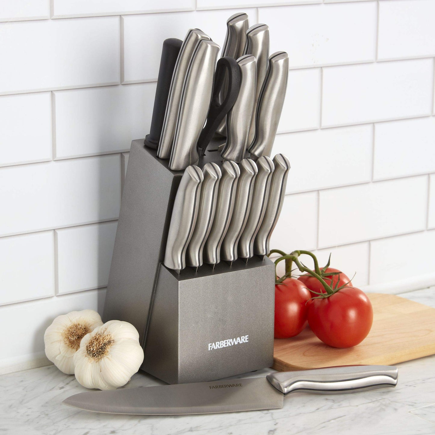 Farberware Juego de cuchillos de acero Inoxidable con sello bloque de 15 piezas