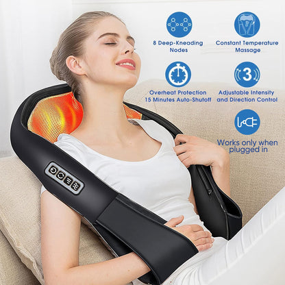 AERLANG Fathers Day Dad Gifts Neck Massger,Shiatsu Neck and Back Massager with Heating Neck and Shoulder Massager Deep Kneading Pillow for Massage Home Office Car Use Gifts for Women Men Dad Mom