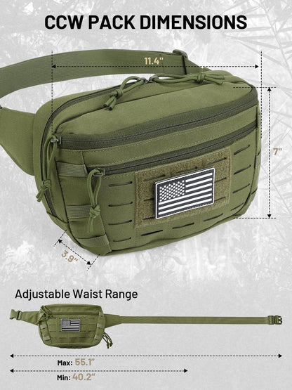 AUMENTAR Tactical Sling Bag, Fanny Pack,2in1,CCW & EDC Shoulder Bag with MOLLE & Pistol Holster - 1000D Adjustable Strap for Outdoor Carry Men & Women