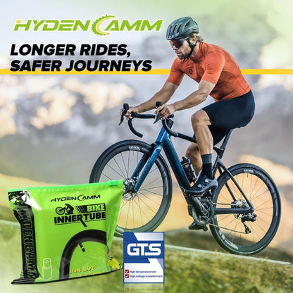 Hydencamm 4 Pack 18x1.75/2.125 Bike Tubes, 18x1.95 Bike Tube with 32mm AV Schrader Valve, Butyl 18 Inch Bike Tube with 2 Tire Levers, 18x1.75/1.95/2.10/2.125 Inner Tube for Kids/MTB/Road Bikes