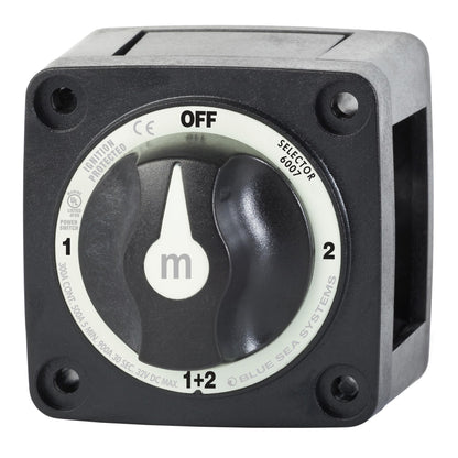 Blue Sea Systems 4‑Position Mini Selector Battery Switch, Black, 6007200 m‑Series