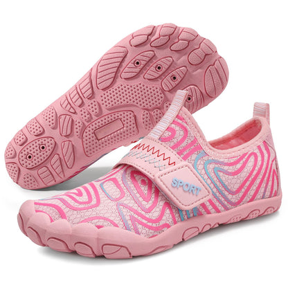 ATHMILE Kids Water Shoes Boys Girls Water Shoes Quick Dry Barefoot Beach Sports Swim Pool Summer Shoes 3 Big Kid Pink Line