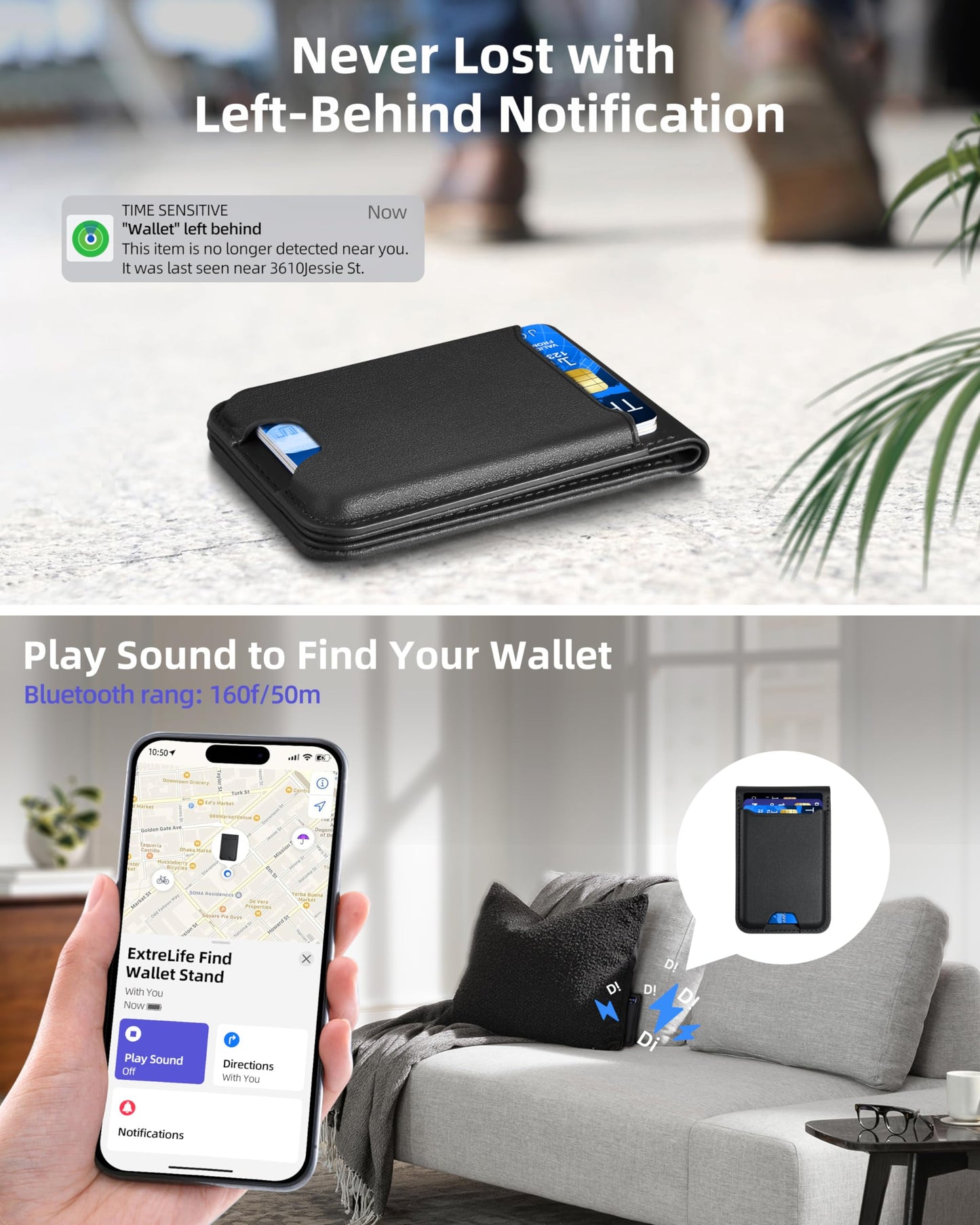 for Magsafe Wallet, Works with Apple Find My, Strongest Magnetic Wallet for iPhone 17/16/15/14/13/12 Series, for iPhone Walle t with Adjustable Stand, 6 Cards Holder, Vegan Leather, Black