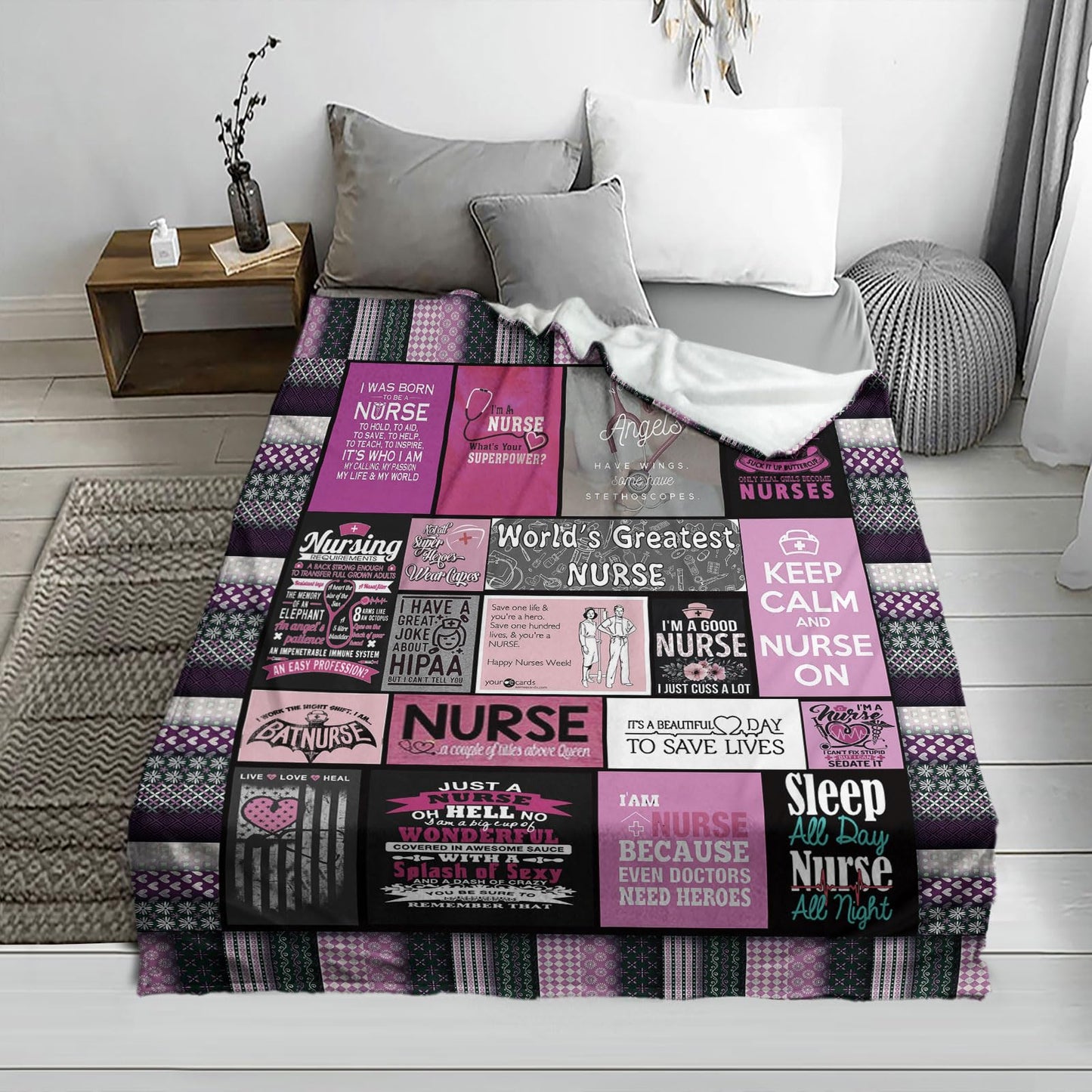 Soft Nurse Blanket for Women Christmas Thanksgiving Nurse Gifts for Women Nurses Week Gifts Warm Cozy Fleece Throw Blanket for Couch and Bed Sofa 50'' x 60'' (HS4)