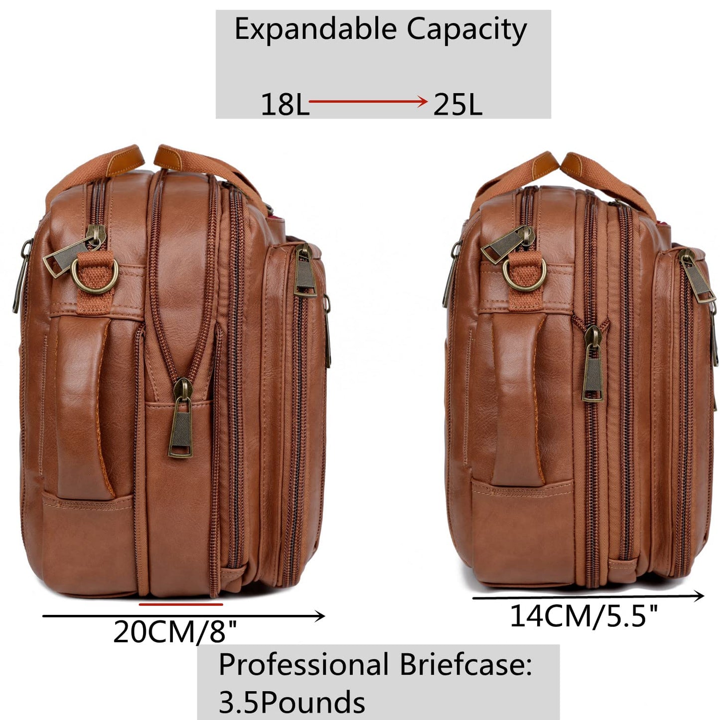 Baosha Vegan Leather Laptop Backpack Briefcase Hybrid 15.6 Inch Laptop Travel Backpack Hiking College Backpack for Men BC-04 (Brown)