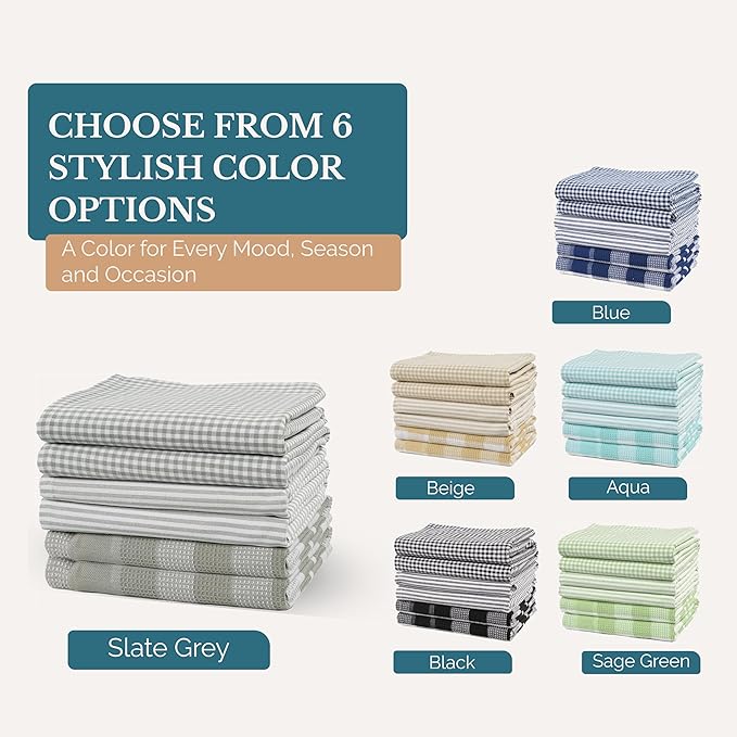 Casa Platino Hand Towels for Kitchen Set of 6 – 100% Cotton 18"x28" Kitchen