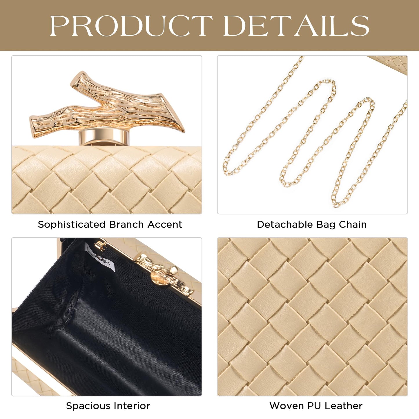 CHUNLI Clutch Purses for Women Evening/Wedding Chic Woven Bag Formal PU Leather Purse Designer Handbags for Women