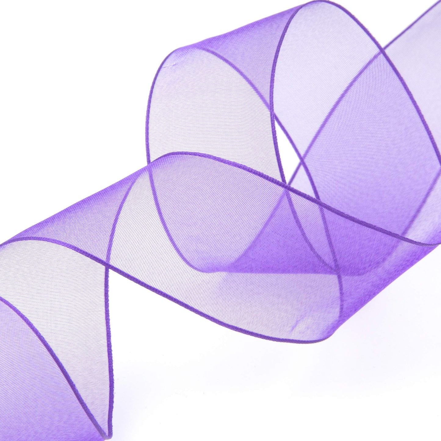 VATIN Purple Organza Wired Ribbon, 1-1/2" Purple Sheer Ribbon with Metallic Edge for Christmas Tree Decoration Gift Wrapping Wedding Crafts -25 Yards