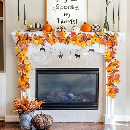 Lvydec 2 Pack Maple Leaves Fall Garland Clearance - 5.8ft/Strand Artificial Fall Foliage Garland Colorful Autumn Decoration for Home Wedding Party Thanksgiving