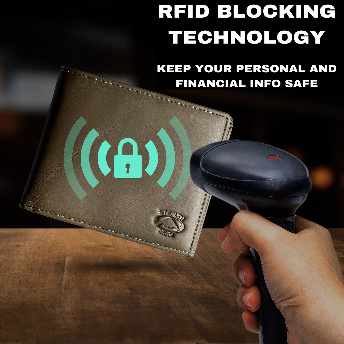 Stealth Mode Leather Bifold Wallet for Men With ID Window and RFID Blocking