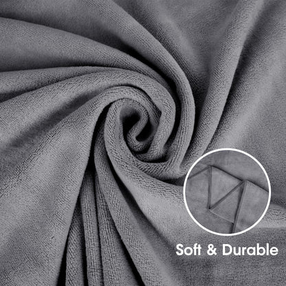 JML Microfiber Bath Towel 2 Pack(30" x 60"), Oversized Thick Towels, Soft, Super Absorbent and Fast Drying, No Fading Multipurpose Use for Sports, Travel, Fitness, Yoga, 30 in 60 in, Grey Count