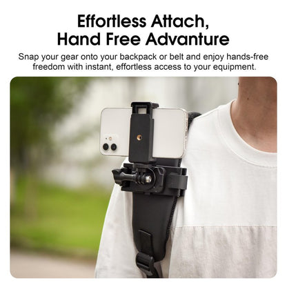 STARTRC VCR Selfie Stick Holster Backpack Strap Clip Mount for Insta 360 X5 X4 Air Go Ultra ACE Pro 2 Ajustable Quick Release for pro Hero 13 12 Max 2 for DJI osmo Nano Action 6 5 Accessories